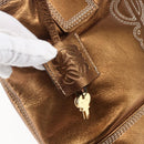 LOEWE Anagram Americana 28 Hand Bag Leather Bronze Gold Auth ep11653-10
