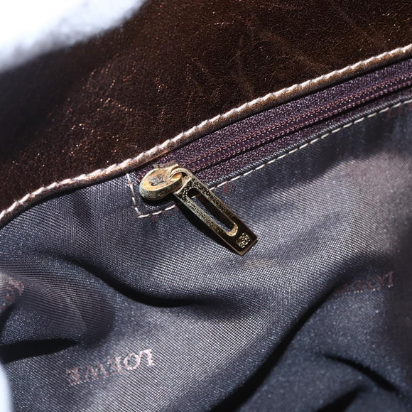 LOEWE Anagram Americana 28 Hand Bag Leather Bronze Gold Auth ep11653