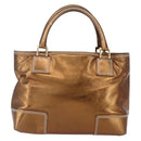 LOEWE Anagram Americana 28 Hand Bag Leather Bronze Gold Auth ep11653-2