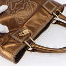 LOEWE Anagram Americana 28 Hand Bag Leather Bronze Gold Auth ep11653-6