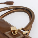 LOEWE Anagram Americana 28 Hand Bag Leather Bronze Gold Auth ep11653-8