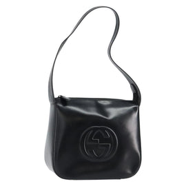 GUCCI Shoulder Bag Enamel Black Silver 001 1274 1703 Auth ep11656