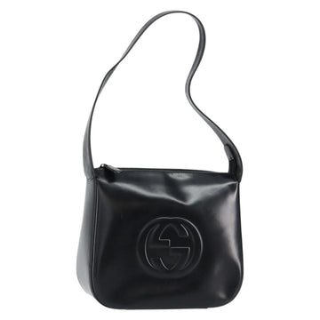 GUCCI Shoulder Bag Enamel Black Silver 001 1274 1703 Auth ep11656