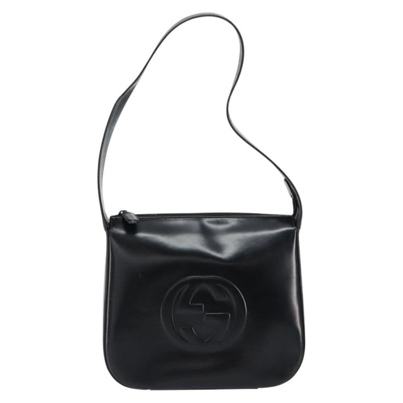 GUCCI Shoulder Bag Enamel Black Silver 001 1274 1703 Auth ep11656