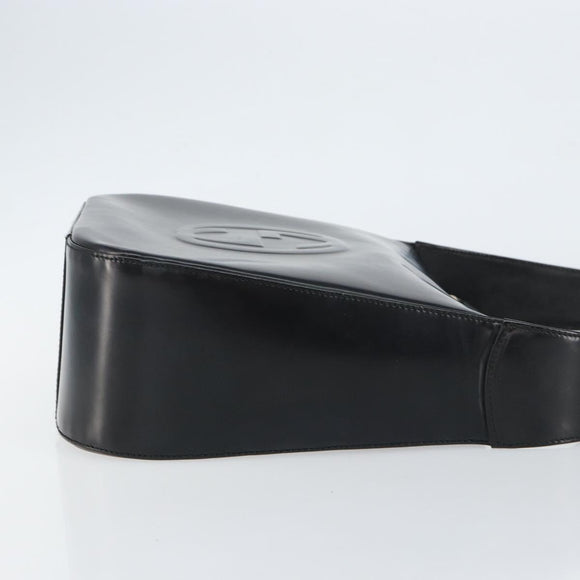 GUCCI Shoulder Bag Enamel Black Silver 001 1274 1703 Auth ep11656