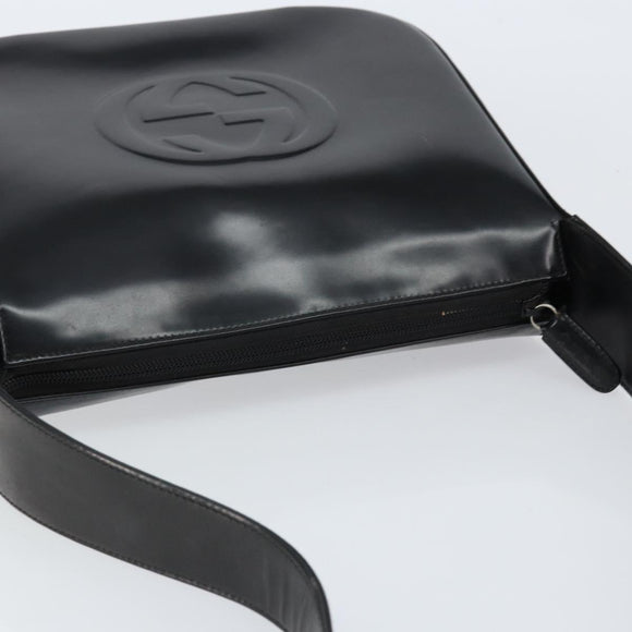 GUCCI Shoulder Bag Enamel Black Silver 001 1274 1703 Auth ep11656