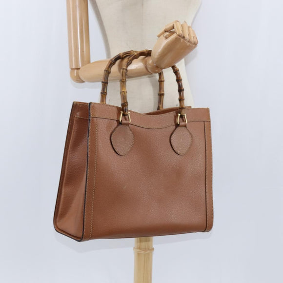 GUCCI Bamboo Hand Bag Leather Brown Gold 002 1186 0260 Auth ep11657