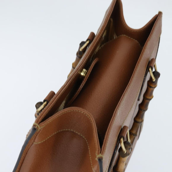 GUCCI Bamboo Hand Bag Leather Brown Gold 002 1186 0260 Auth ep11657