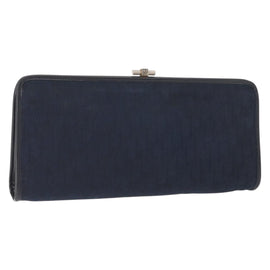 Christian Dior Trotter Canvas Clutch Bag Navy Gold Auth ep11664