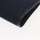 Christian Dior Trotter Canvas Clutch Bag Navy Gold Auth ep11664-11