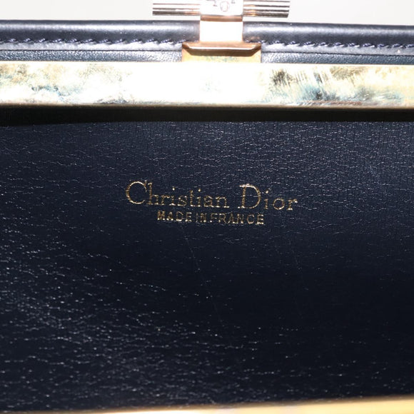 Christian Dior Trotter Canvas Clutch Bag Navy Gold Auth ep11664