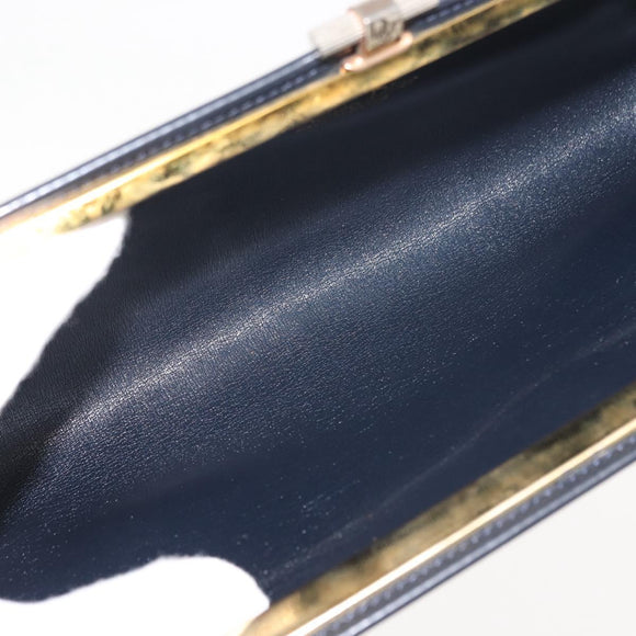 Christian Dior Trotter Canvas Clutch Bag Navy Gold Auth ep11664