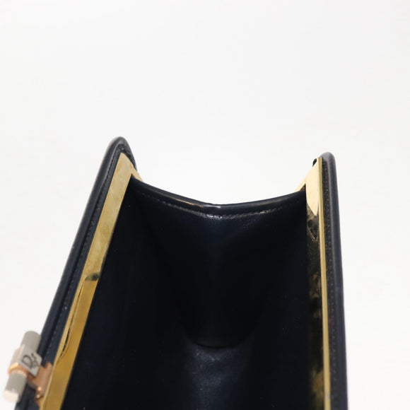 Christian Dior Trotter Canvas Clutch Bag Navy Gold Auth ep11664