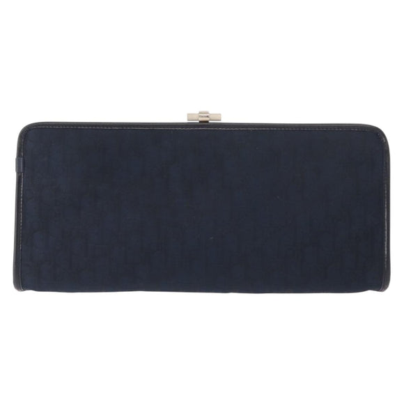 Christian Dior Trotter Canvas Clutch Bag Navy Gold Auth ep11664