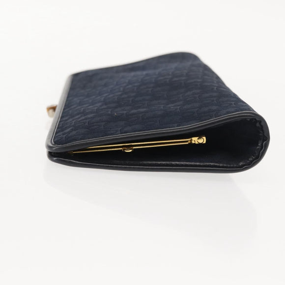Christian Dior Trotter Canvas Clutch Bag Navy Gold Auth ep11664
