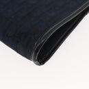 Christian Dior Trotter Canvas Clutch Bag Navy Gold Auth ep11664-9