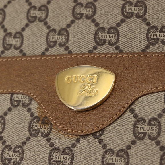 GUCCI GG Plus Supreme Web Sherry Line Tote Bag PVC Beige Gold Auth ep11665