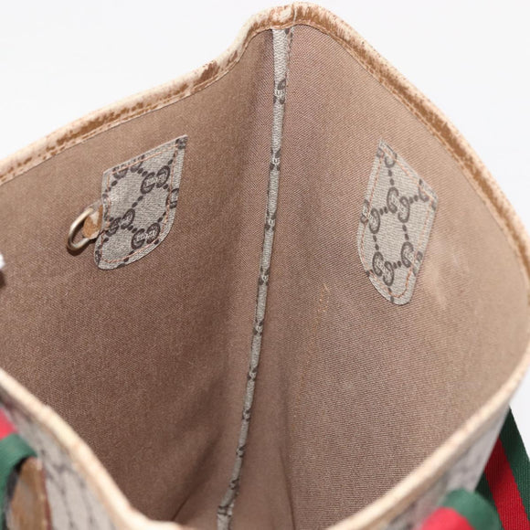 GUCCI GG Plus Supreme Web Sherry Line Tote Bag PVC Beige Gold Auth ep11665