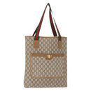GUCCI GG Plus Supreme Web Sherry Line Tote Bag PVC Beige Gold Auth ep11665-1