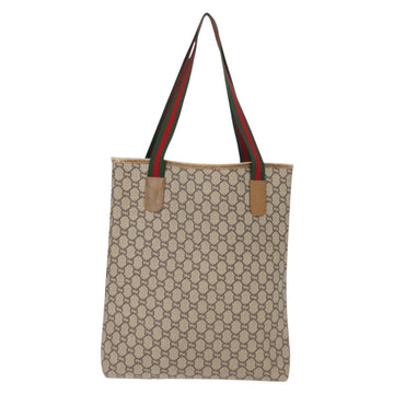 GUCCI GG Plus Supreme Web Sherry Line Tote Bag PVC Beige Gold Auth ep11665 - 0