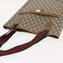 GUCCI GG Plus Supreme Web Sherry Line Tote Bag PVC Beige Gold Auth ep11665-6