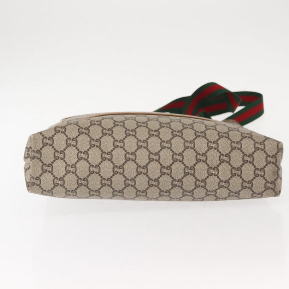 GUCCI GG Plus Supreme Web Sherry Line Tote Bag PVC Beige Gold Auth ep11665