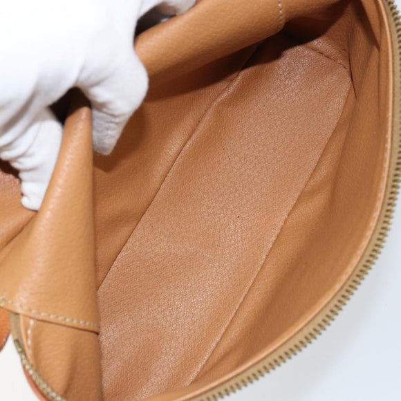 CELINE Macadam Canvas Vanity Pouch PVC Leather Brown Gold Auth ep11672