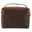 CELINE Macadam Canvas Vanity Pouch PVC Leather Brown Gold Auth ep11672-2