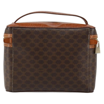 CELINE Macadam Canvas Vanity Pouch PVC Leather Brown Gold Auth ep11672 - 0