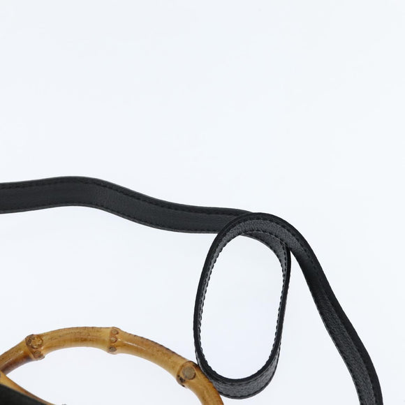 GUCCI Bamboo Hand Bag Leather Black Gold 000 1046 0290 Auth ep11684