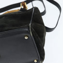 GUCCI Bamboo Hand Bag Leather Black Gold 000 1046 0290 Auth ep11684-16