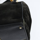 GUCCI Bamboo Hand Bag Leather Black Gold 000 1046 0290 Auth ep11684-18