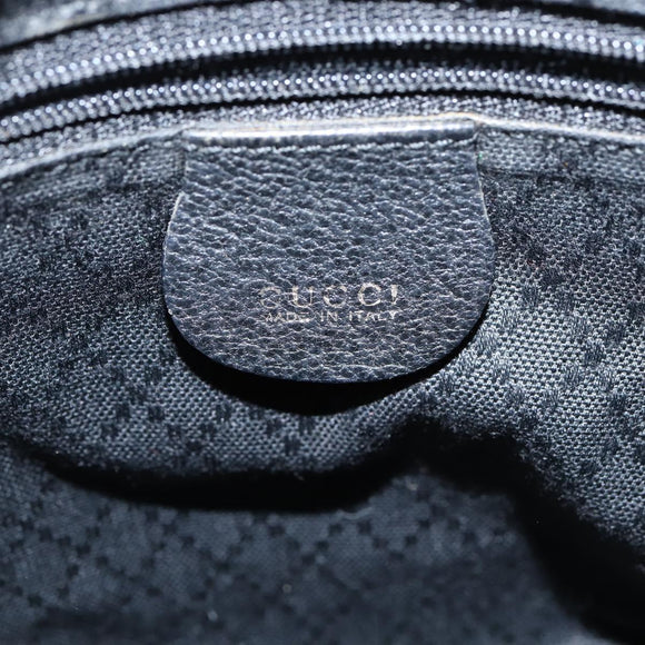 GUCCI Bamboo Hand Bag Leather Black Gold 000 1046 0290 Auth ep11684