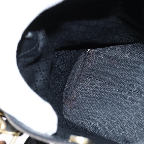 GUCCI Bamboo Hand Bag Leather Black Gold 000 1046 0290 Auth ep11684