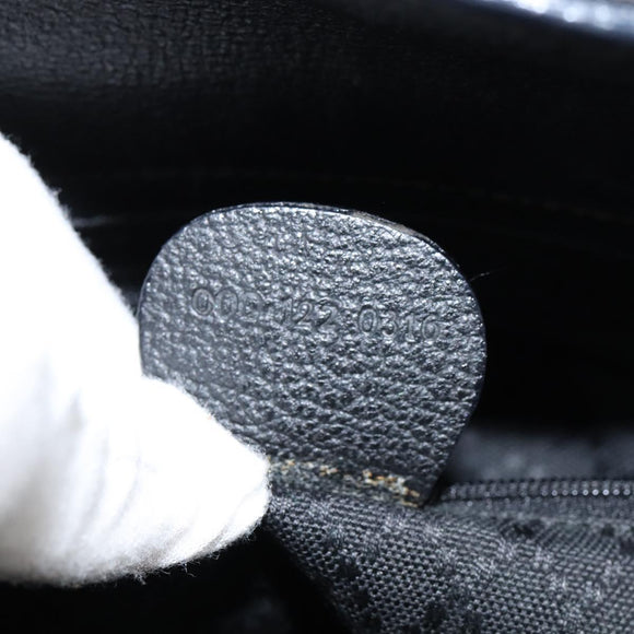 GUCCI Bamboo Hand Bag Leather Black Gold 000 1046 0290 Auth ep11684