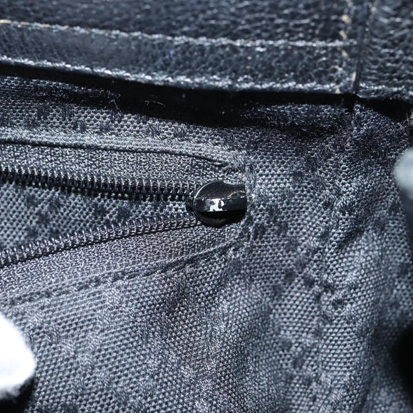 GUCCI Bamboo Hand Bag Leather Black Gold 000 1046 0290 Auth ep11684