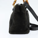 GUCCI Bamboo Hand Bag Leather Black Gold 000 1046 0290 Auth ep11684-4