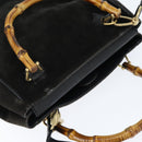 GUCCI Bamboo Hand Bag Leather Black Gold 000 1046 0290 Auth ep11684-6