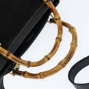 GUCCI Bamboo Hand Bag Leather Black Gold 000 1046 0290 Auth ep11684-7