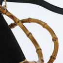 GUCCI Bamboo Hand Bag Leather Black Gold 000 1046 0290 Auth ep11684-14