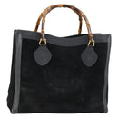 GUCCI Bamboo Hand Bag Suede Leather Black Gold 002 2853 0260 0 Auth ep11688-1