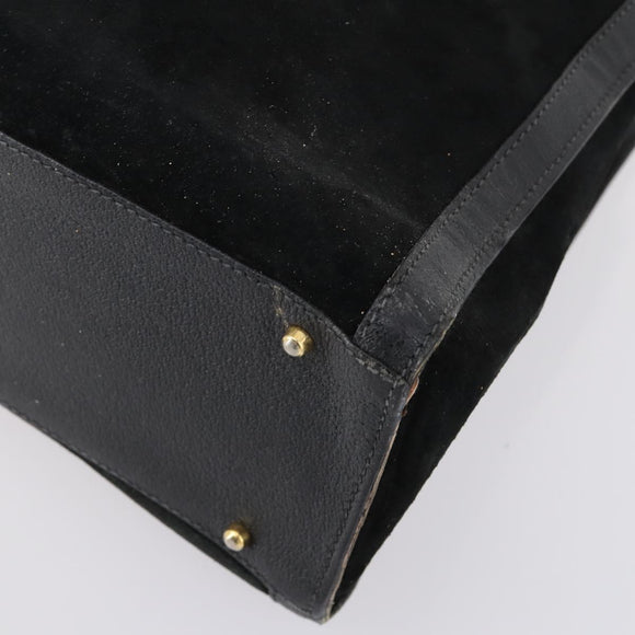 GUCCI Bamboo Hand Bag Suede Leather Black Gold 002 2853 0260 0 Auth ep11688
