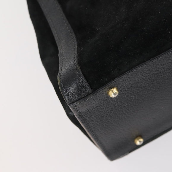 GUCCI Bamboo Hand Bag Suede Leather Black Gold 002 2853 0260 0 Auth ep11688