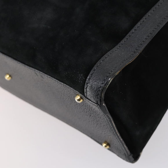 GUCCI Bamboo Hand Bag Suede Leather Black Gold 002 2853 0260 0 Auth ep11688