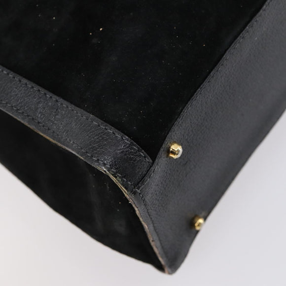 GUCCI Bamboo Hand Bag Suede Leather Black Gold 002 2853 0260 0 Auth ep11688