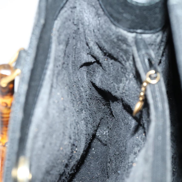 GUCCI Bamboo Hand Bag Suede Leather Black Gold 002 2853 0260 0 Auth ep11688