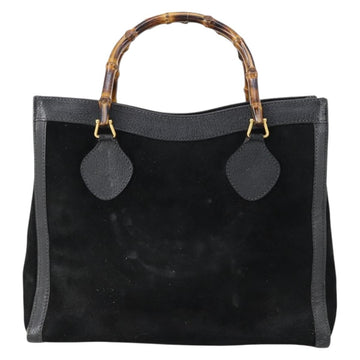 GUCCI Bamboo Hand Bag Suede Leather Black Gold 002 2853 0260 0 Auth ep11688 - 0