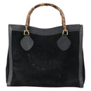 GUCCI Bamboo Hand Bag Suede Leather Black Gold 002 2853 0260 0 Auth ep11688-13