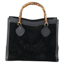 GUCCI Bamboo Hand Bag Suede Leather Black Gold 002 2853 0260 0 Auth ep11688-3