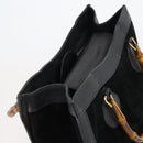 GUCCI Bamboo Hand Bag Suede Leather Black Gold 002 2853 0260 0 Auth ep11688-6